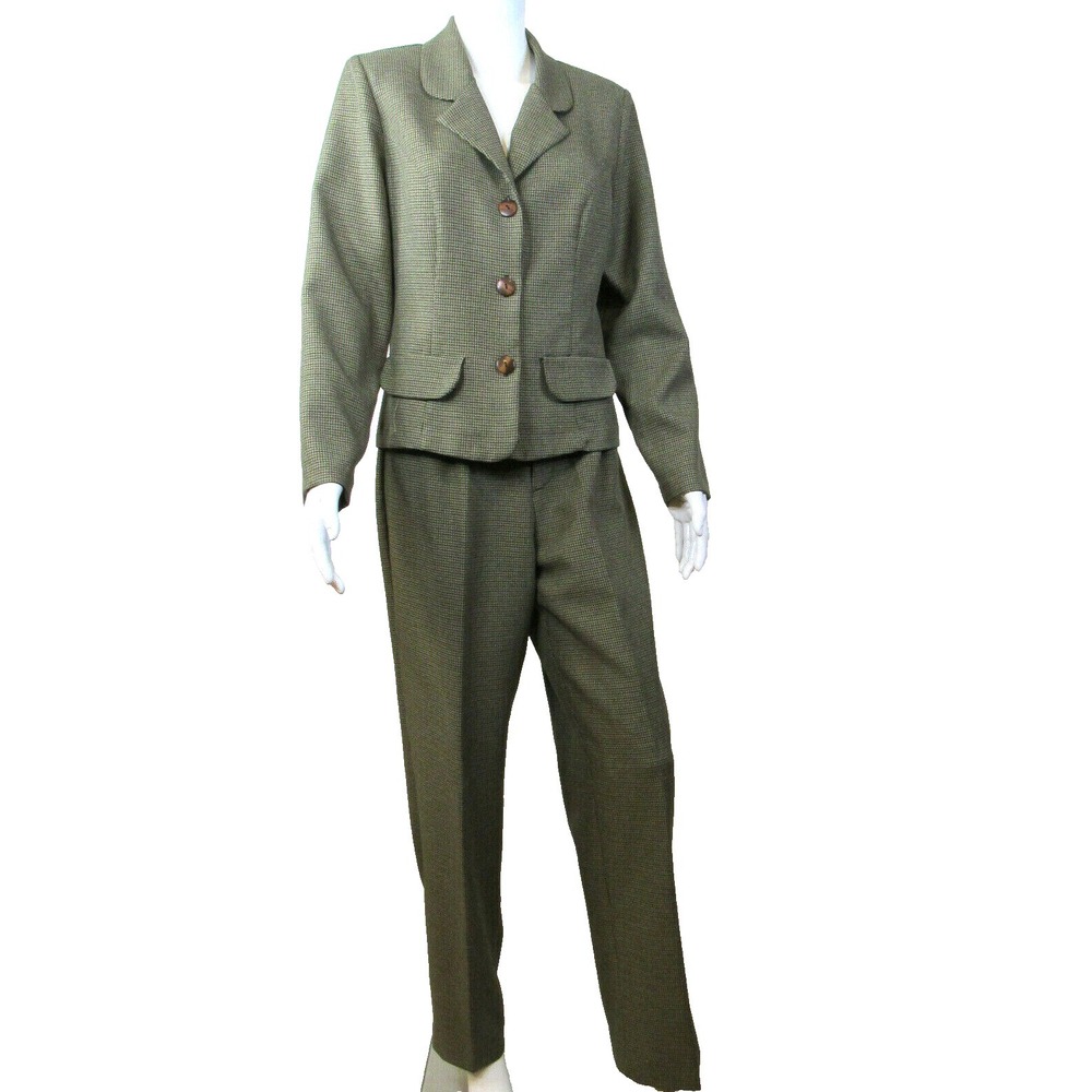 VTG Harringbone Tweed Pants Suit Blazer Trousers  Academia Career SZ 11